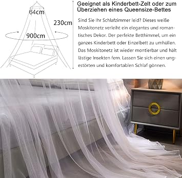 Mosquito Net, Bed Canopy Mosquito Net for Single/Bedroom Kids Insect Net Protection for Bed and Home TravelIndoor and Outdoor Mosquito Prevention, White