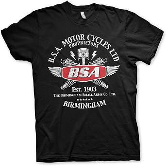 BSA Officially Licensed B.S.A. Motor Cycles Sparks Mens T-Shirt Black
