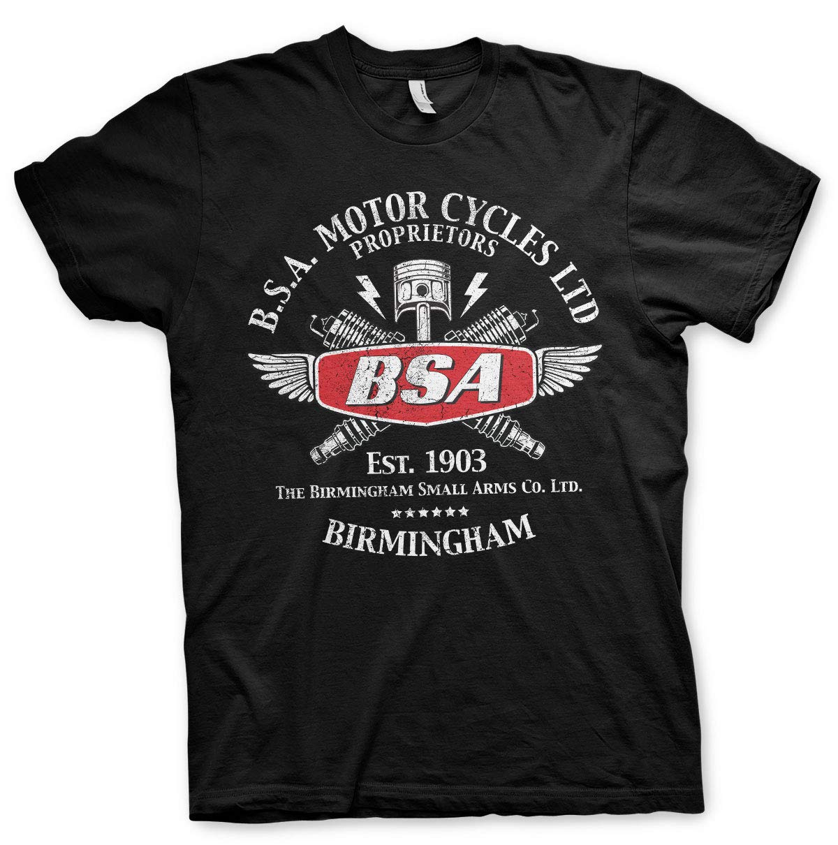 BSAOfficially Licensed B.S.A. Motor Cycles Sparks Mens T-Shirt (Black)
