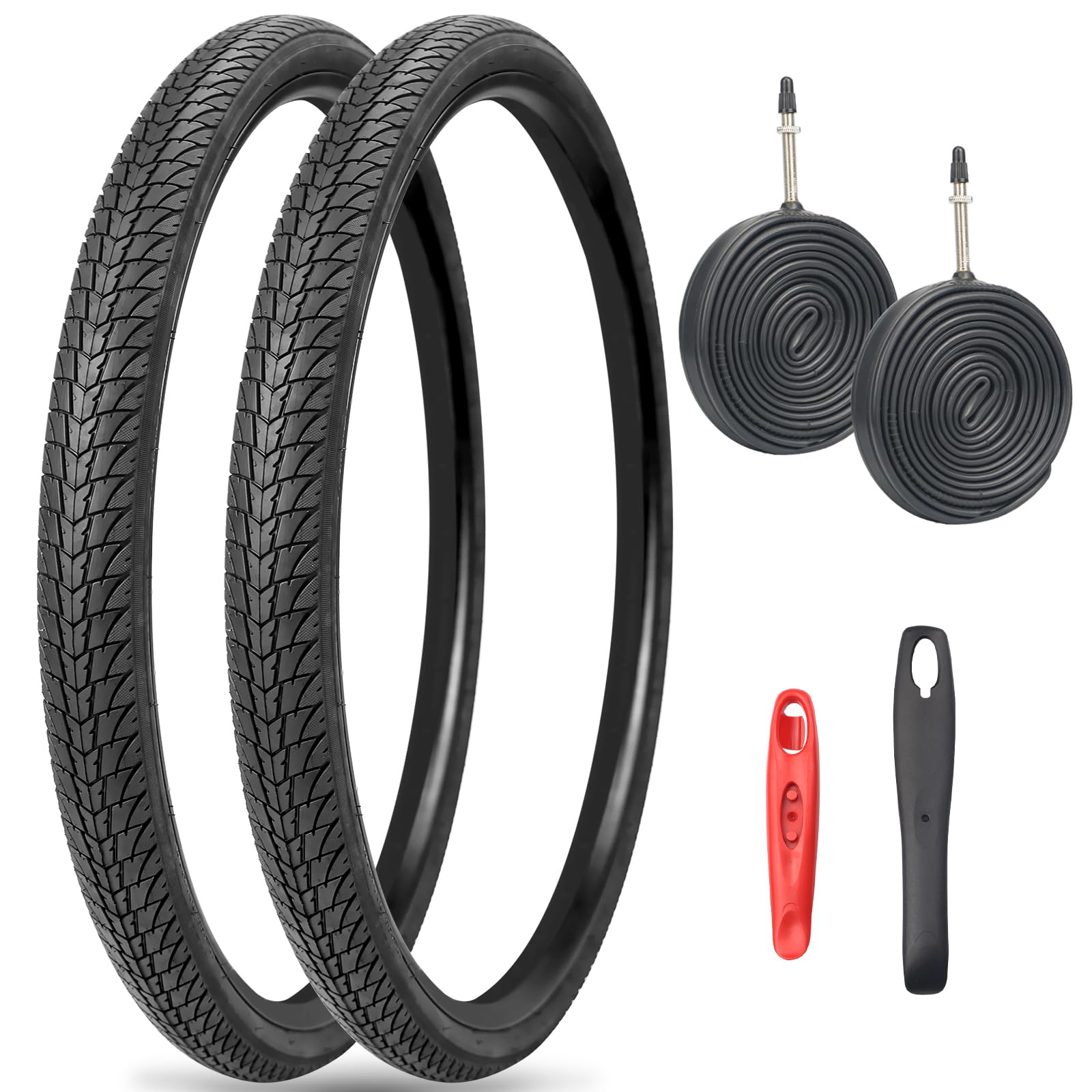 MEGHNA Set di pneumatici per bicicletta, 700 x 38 C/700 x 40 C, con camera d'aria FV 48 mm + 2 leve per pneumatici, 29 pollici, 30 PSI