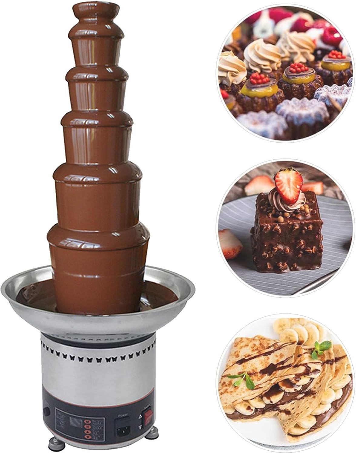 Electric Chocolate Fountain, Stainless Steel Melting Machine for Cheese, BBQ Sauce, Fondue, Fruits & Nuts - Perfect for Parties, Events & Sweet Treats
