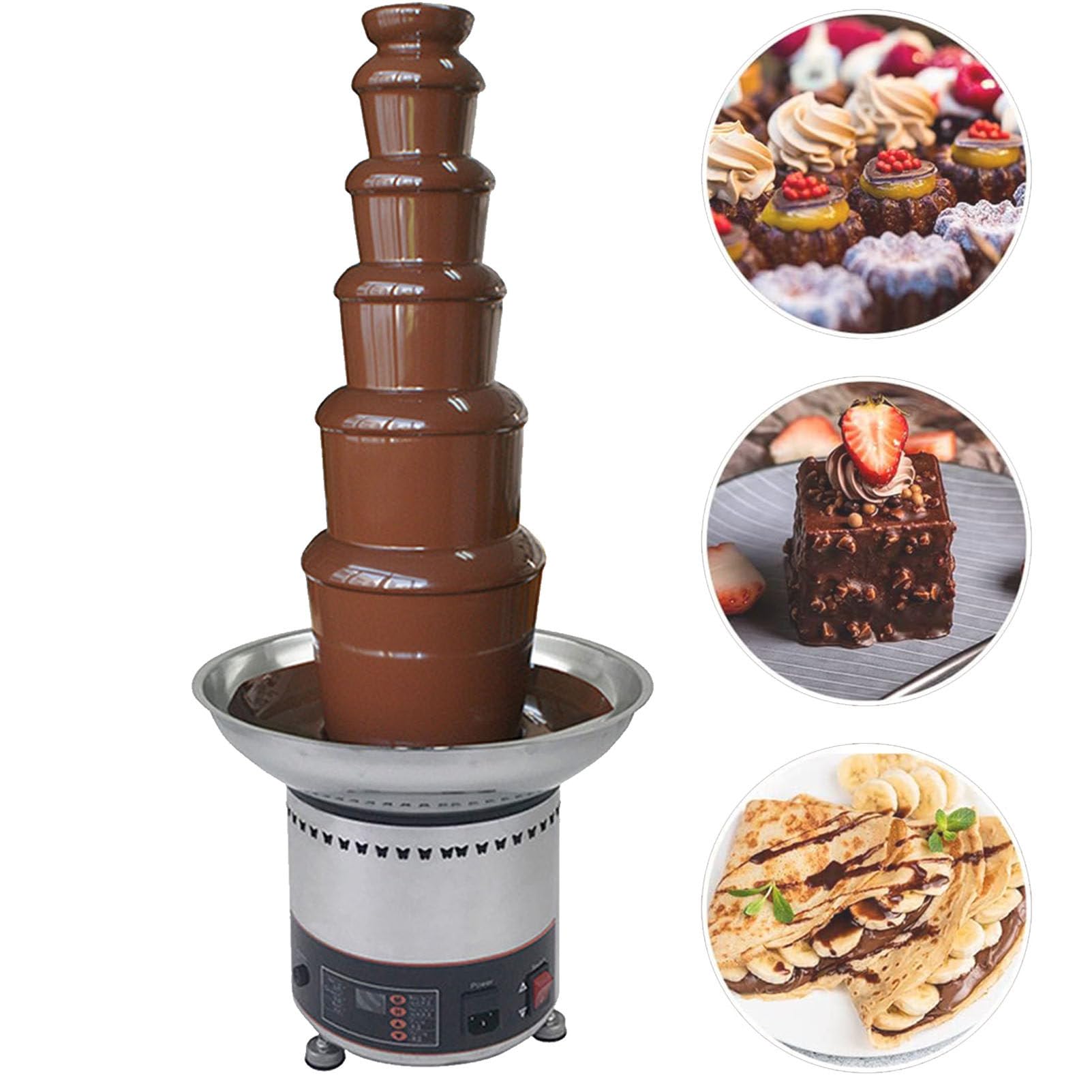 JKJZSALJ Electric Commercial Chocolate Fountain, Stainless Steel Melting Machine For Cheese, Bbq Sauce, Ranch, Sweet Treats, Fruits And Nuts,6Tier