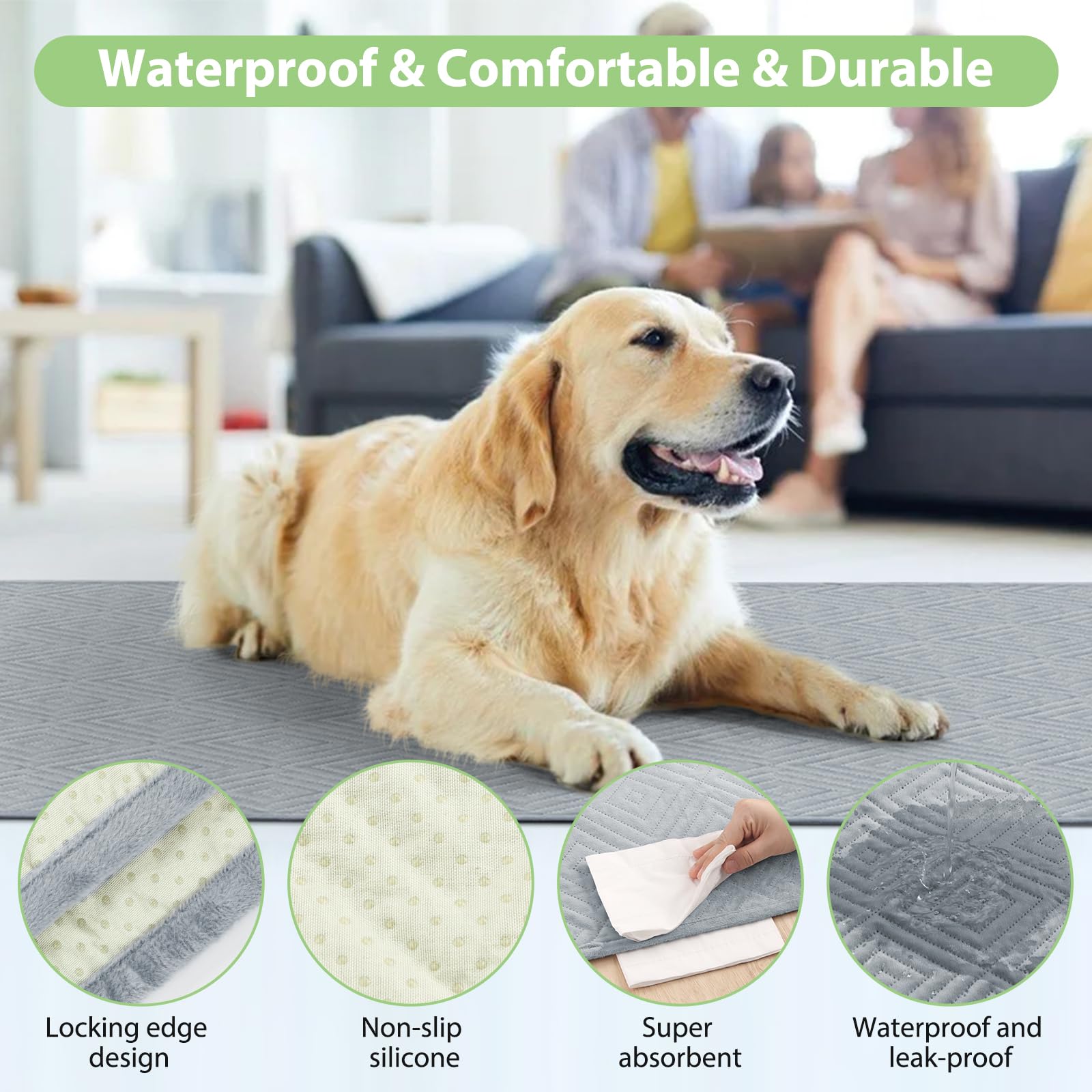 TAIKURA Washable Pee Pads for Dogs Reusable Puppy Pads Non-Slip Heavy Absorbency Dog Pee Pads for Dog Training Whelping - Image 3