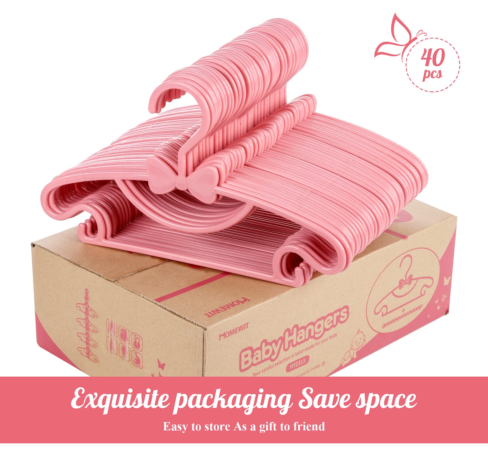 40 Grucce Bambini In Plastica Rosa - Appendiabiti Antiscivolo Con 3 Cinghie - Per Neonati E Bambini 0-4 Anni - Foto 4