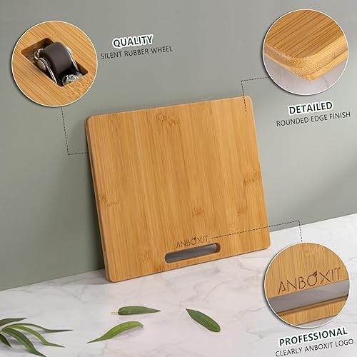 Miniatura 3 de Deslizador de electrodomésticos de bambú, bandeja deslizante para cafetera, bandeja rodante de electrodomésticos de encimera de cocina, bandeja