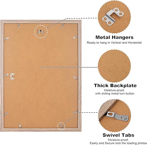 Vista 14 de Marco de 20 x 24 pulgadas, marco de fotos de 20 x 24 pulgadas, con paspartú a 16 x 20 pulgadas, marco de madera maciza, para colgar en la pared