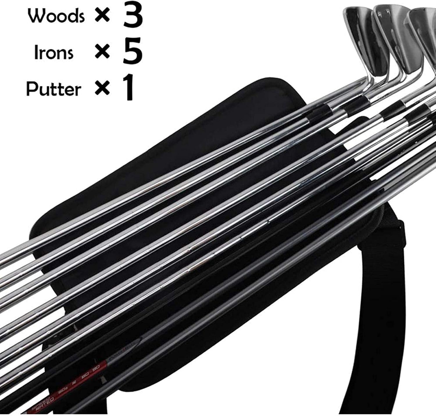Naysku Golf Club Carry Bag, Black Lightweight Travel Carry Golf Bag, Nylon Mesh Storage Travel Pouch, Driving Range Carrier Course Training Bag Easy Transport, Can Hold 3-6 Clubs