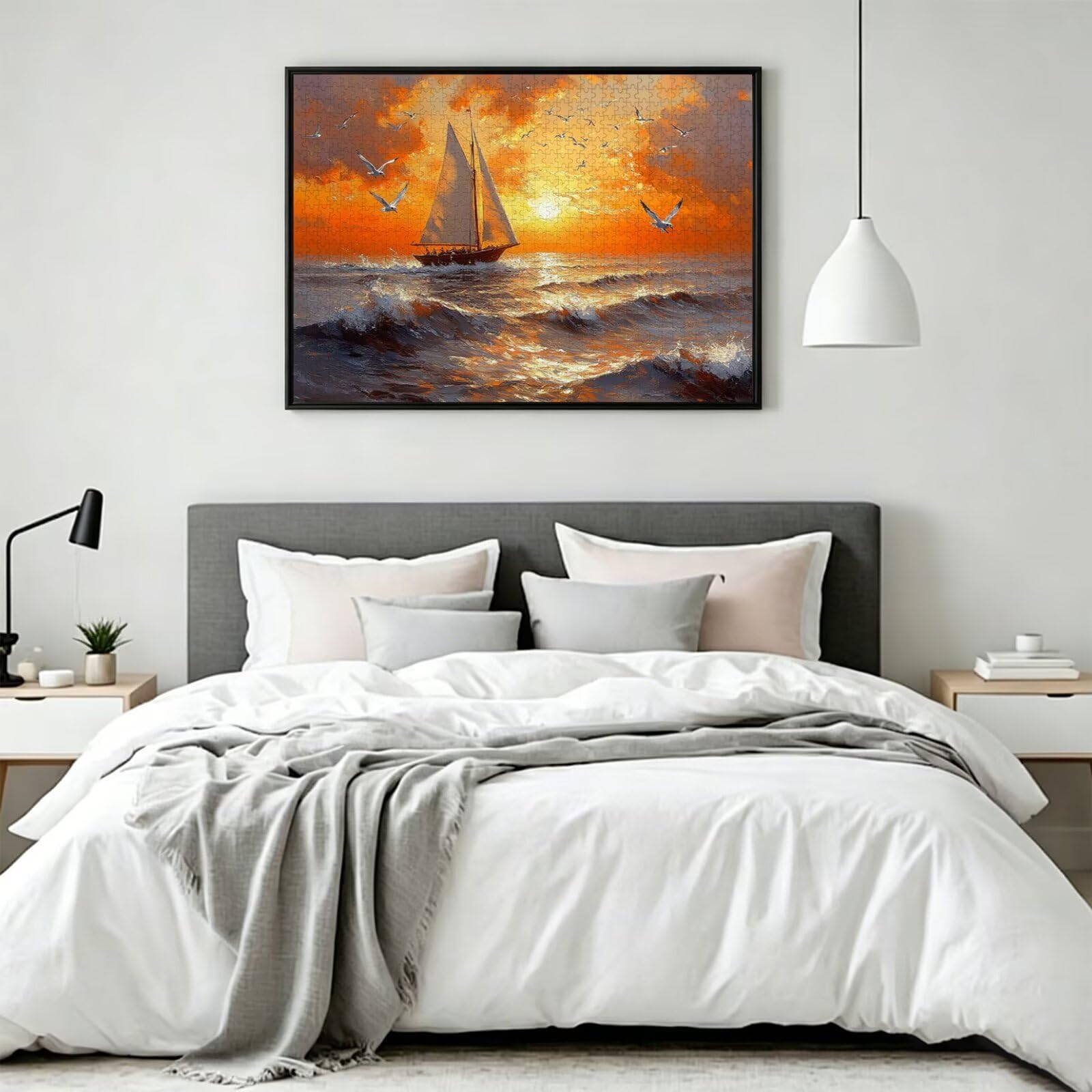 Puzzle 1500 sztuk Zachód słońca Trudne drewniane puzzle, n-450 | Niemożliwe wyzwanie, inteligentna gra zręcznościowa, gry logiczne dla całej rodziny, pomysł na prezent, żaglówka