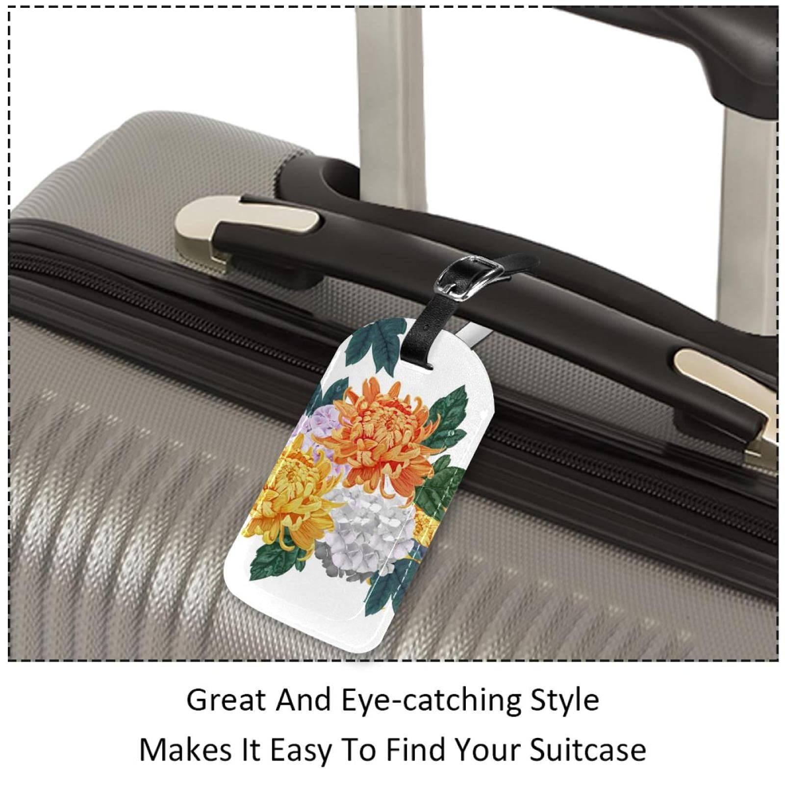Set di 2 etichette per bagagli da viaggio con fiori e piante