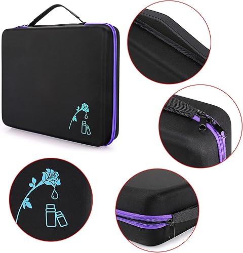 Miniatura 7 de Hipiwe Estuche de transporte para 120 botellas de aceite esencial de EVA, carcasa rígida, organizador de aceites esenciales, bolsa de viaje con