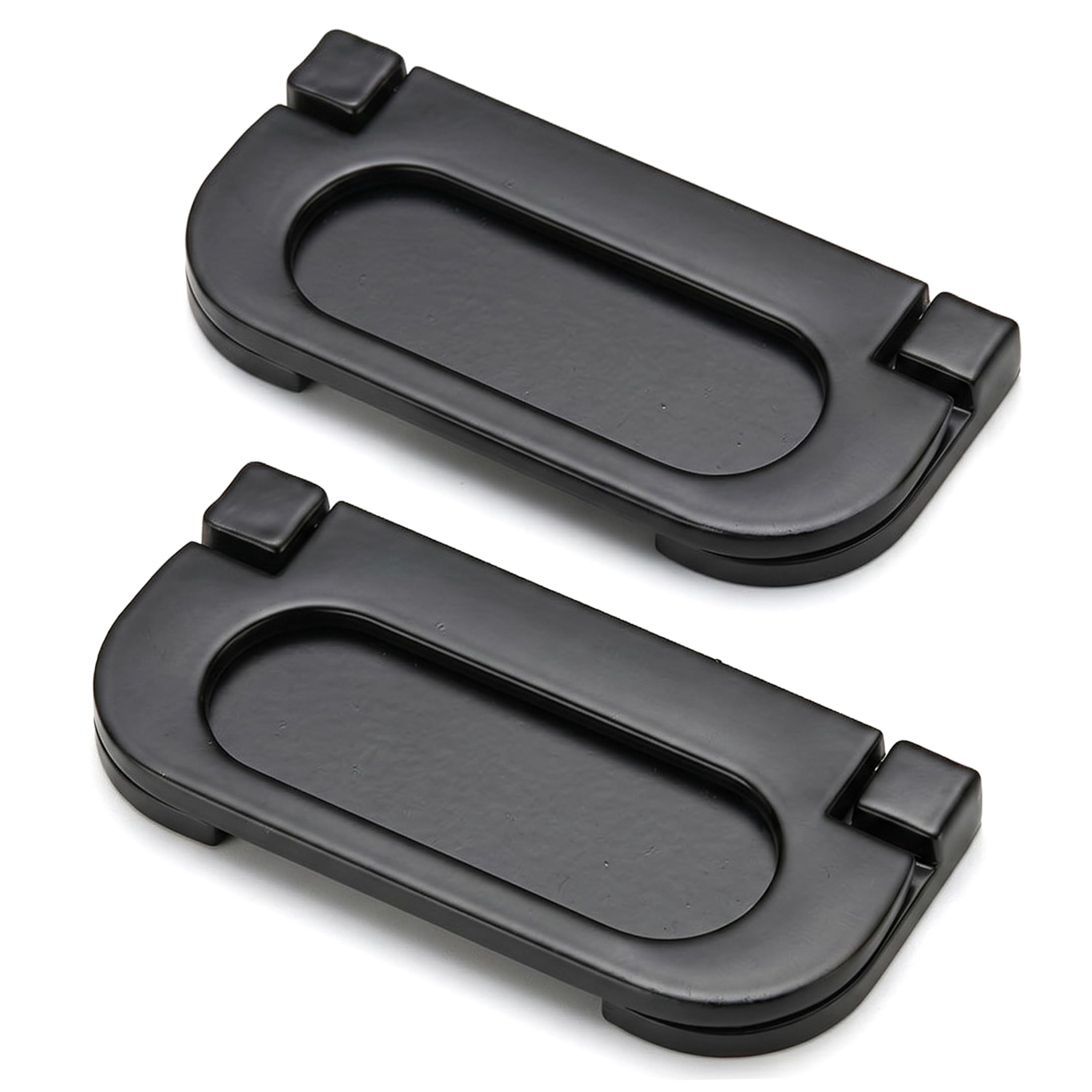 2 Pack Recessed Door Pulls, Zinc Alloy Flush Pull Handles, Flat Door Knobs for Tatami Drawer Cabinet, Matte Black, Pull