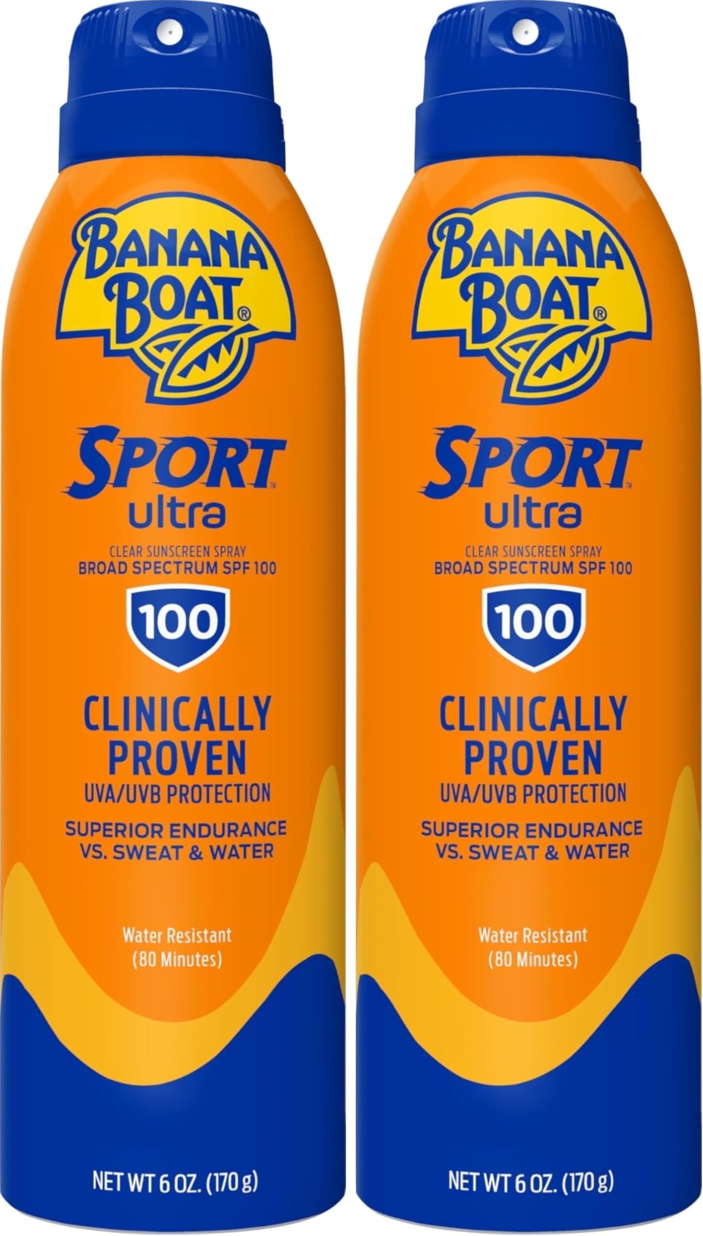 Banana Boat Sport Ultra Sunscreen Spray, SPF 100 | Water Resistant | 6oz | Pack of 2