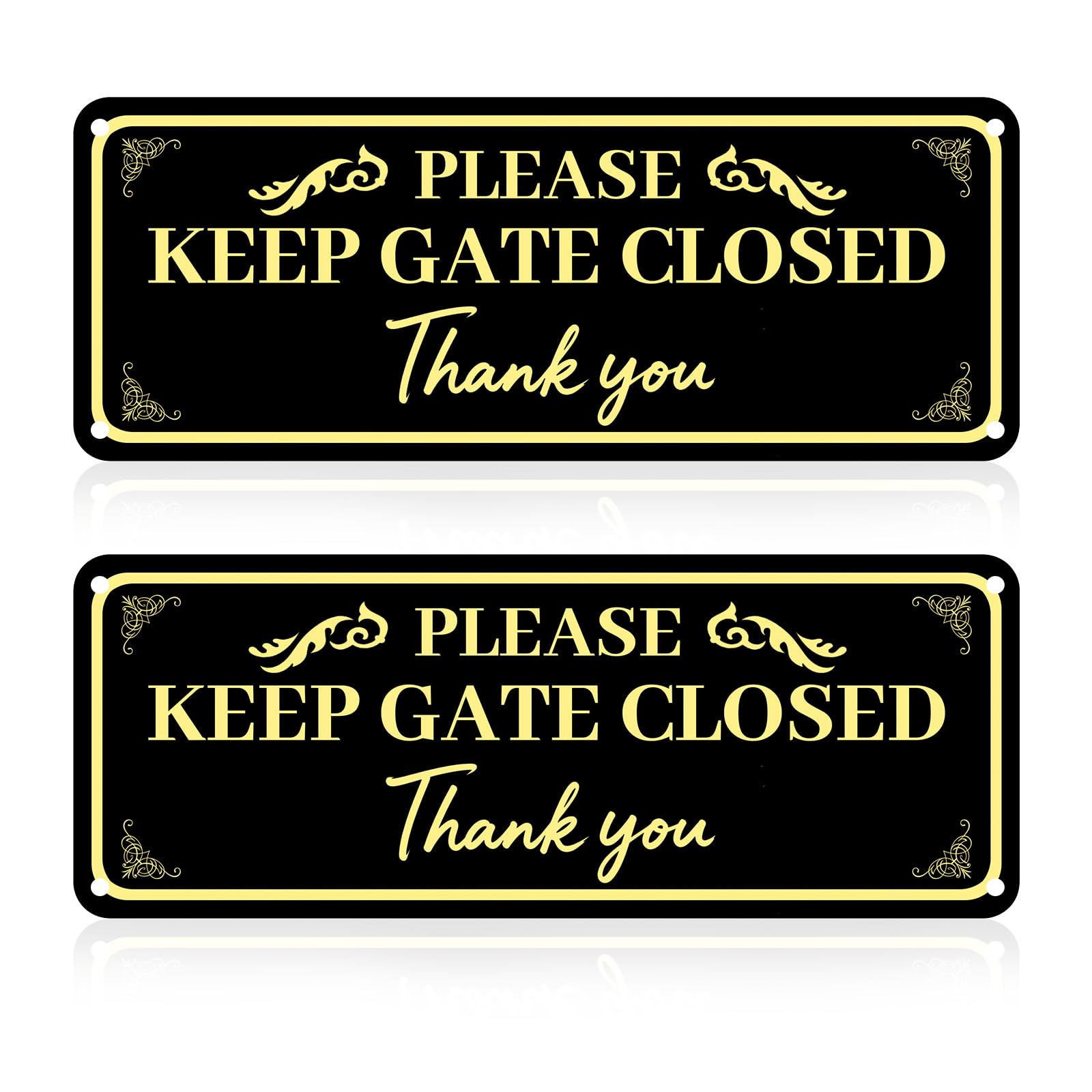 2PCS Please Keep Gate Closed Sign, Waterproof Aluminum Gate Signs, 9.8×3.5in Versatile Yard Signs for Indoor and Outdoor Use, Weatherproof Metal Sign for Keeping Dogs Inside, Practical House Decor