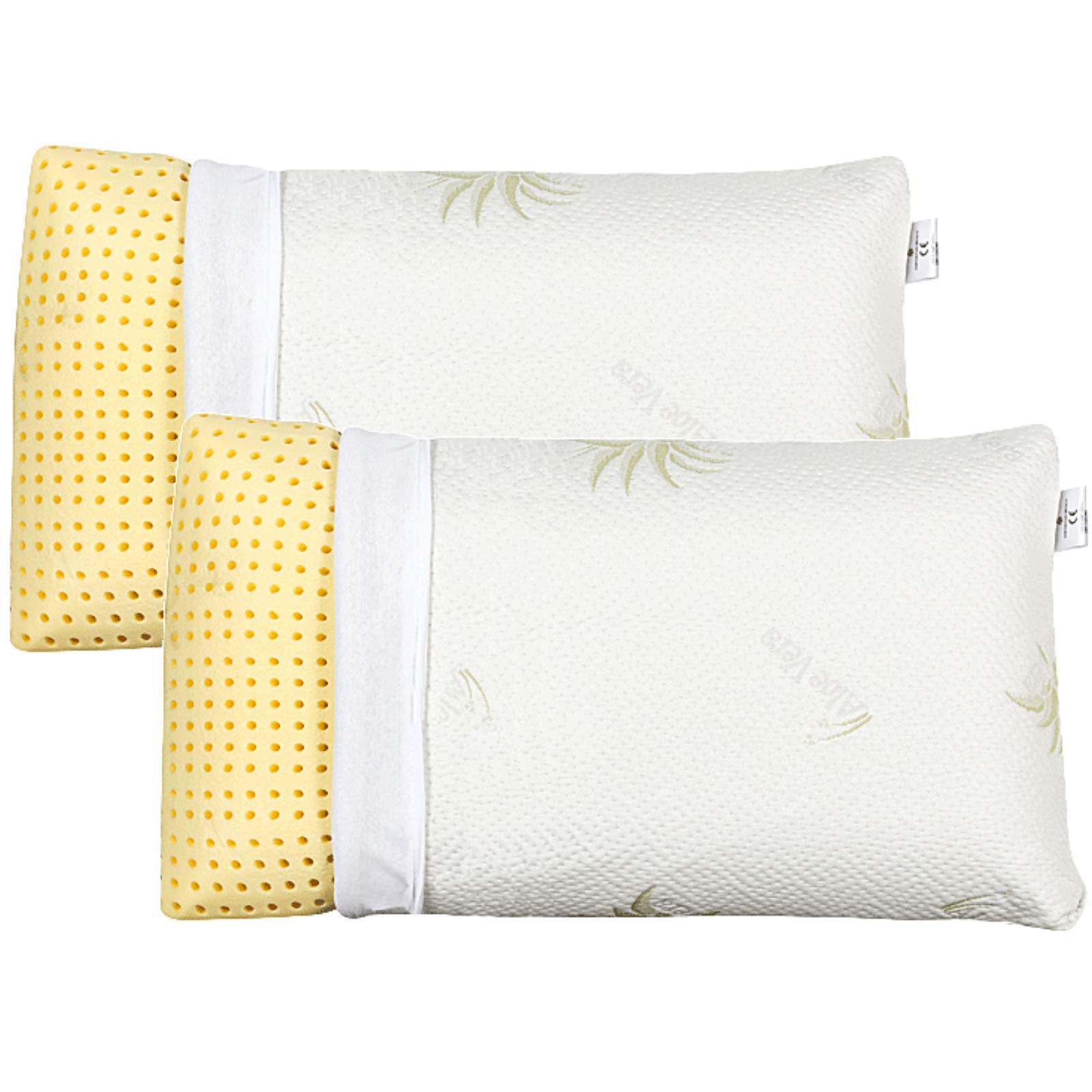 Evergreenweb - Pack de 2 almohadas para cama 40x70, altas 18 cm con tejido Aloe Vera, Relleno 100% de espuma viscoelástica