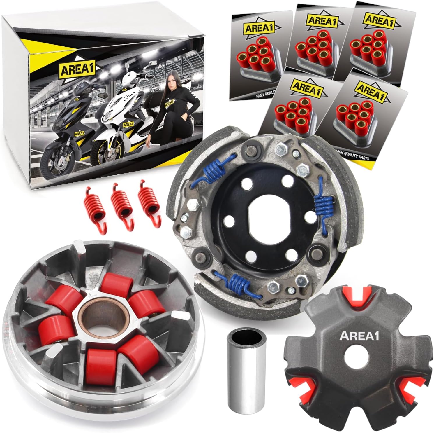 Tuning Variomatic Set + Tuning Clutch for 50 cc 2-Stroke. Compatible with Peugeot Speedfight 3 Speedfight 4 Jetforce Citysta, Django Elystar Ludix Kisbee Looxor New Vivacity TKR Streetzone