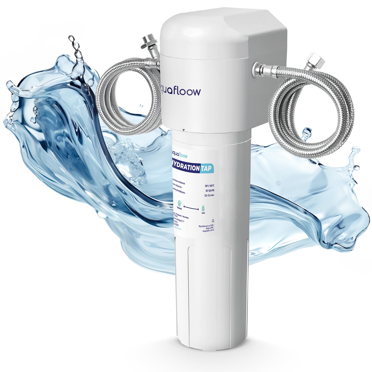 Réducteur Chlore Charbon Actif Aquaflow 3x - Système Évier, Réduction Chlore 99%, 30 000 Litres Filtre Eau