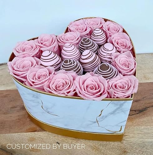 Miniatura 3 de UNIKPACKAGING - Cajas de flores en forma de corazón de alta calidad, juego de 3, cajas de regalo para arreglos florales de lujo y arreglos de