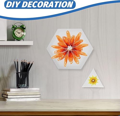 Miniatura 9 de VICASKY 8 paneles de pintura de lienzo estirados, tableros de pintura hexagonales en blanco con forma de triángulo, tableros de lienzo estirados