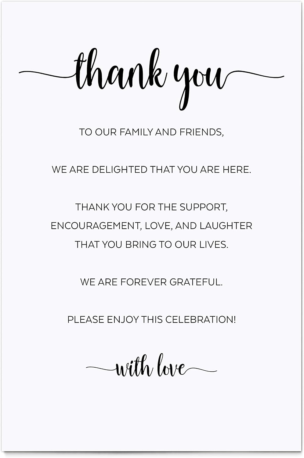 321Done Thank You Place Setting Cards, 4x6, Set of 50, White, Newlyweds