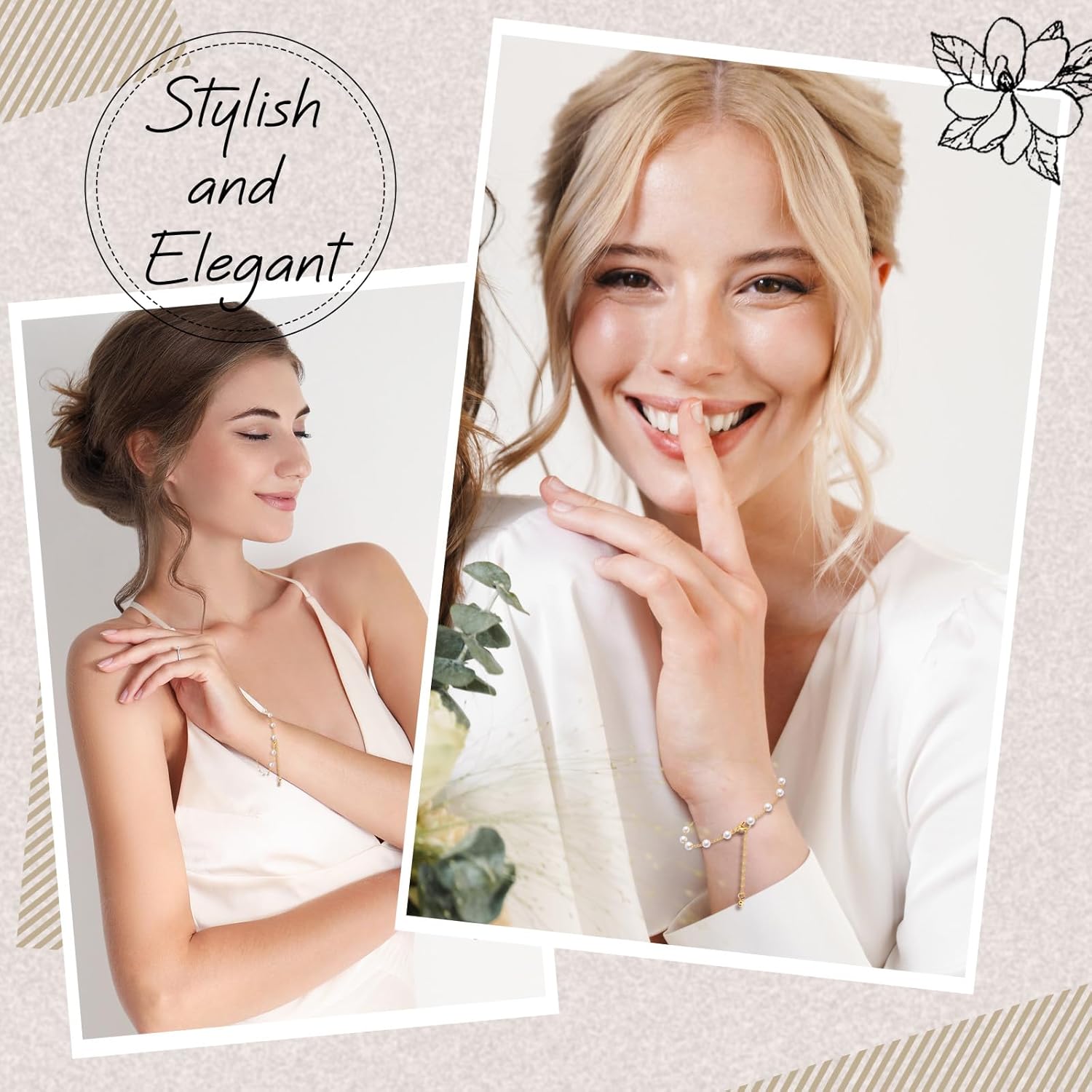 Quelay 16 Pcs Jewelry Bridesmaid Gift Pearl Bracelet Microfiber Jewelry Bag Pouch Set of 8 for Wedding Bridal Party Favor - Image 5