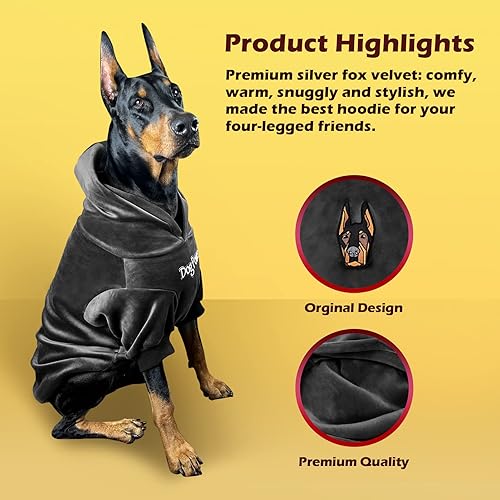 Miniatura 3 de Kai - Sudadera con capucha para perro grande, material de terciopelo, sudadera con capucha para perro mediano, suéter para perro (azul, talla 6XL)