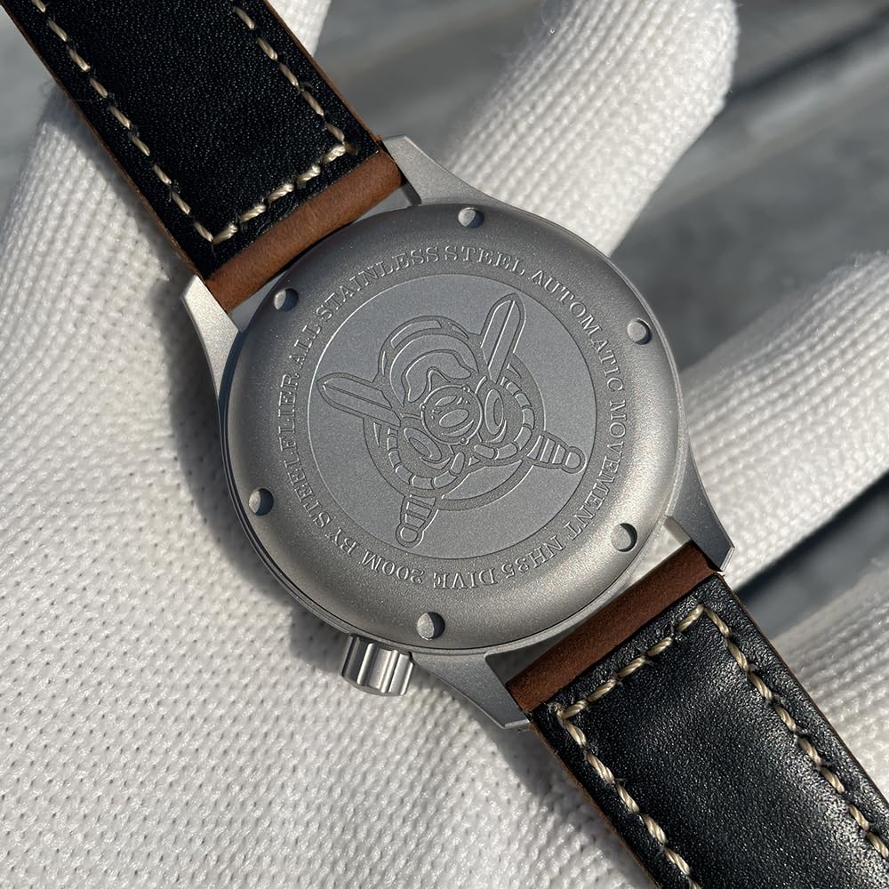 Burnside Steeldive Steelflier SF752, Schwarz, NH35, Saphir, Lume, Tauchen, Leder, BNIB
