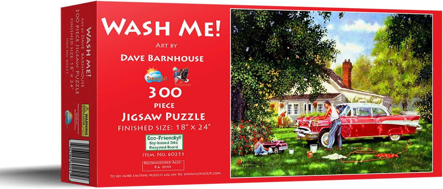 SUNSOUT INC - Wash Me - 300 pc Jigsaw Puzzle by Artist: Dave Barnhouse - Finished Size 18" x 24" - MPN# 60251