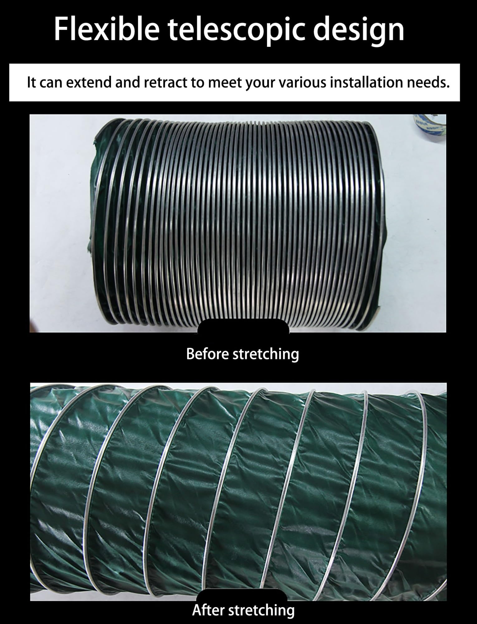 Conducto de aluminio flexible resistente al fuego, manguera de ventilación de alta temperatura para cocina, baño, taller y ventilador de escape (diámetro 25,5 cm x 500 cm)