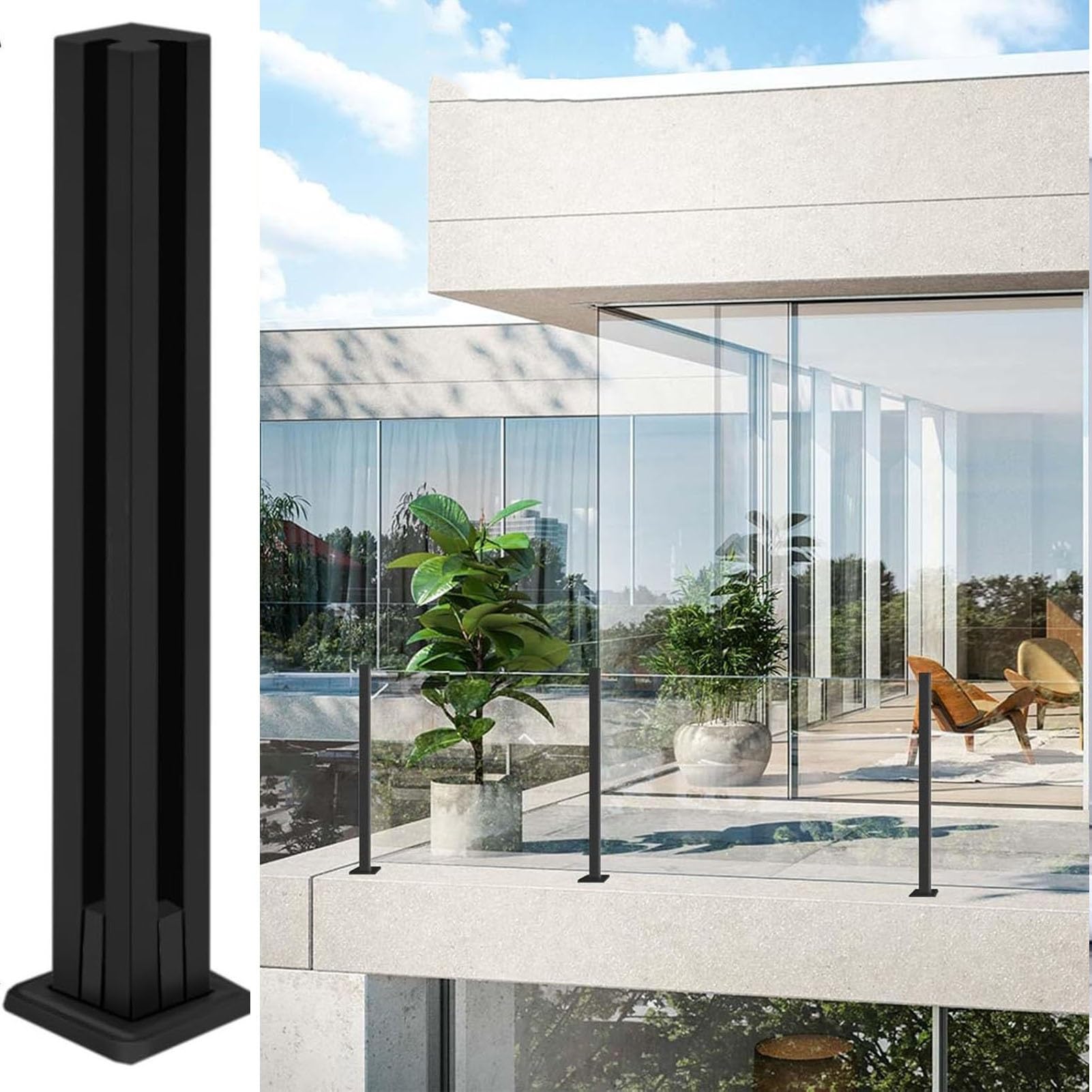 Balustres de main courante d'escalier en acier inoxydable brossé pour balustrade en verre