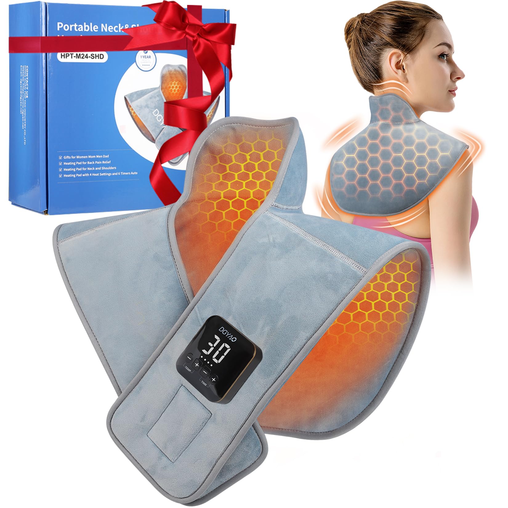 Almohadilla térmica inalámbrica para cuello, hombros y espalda