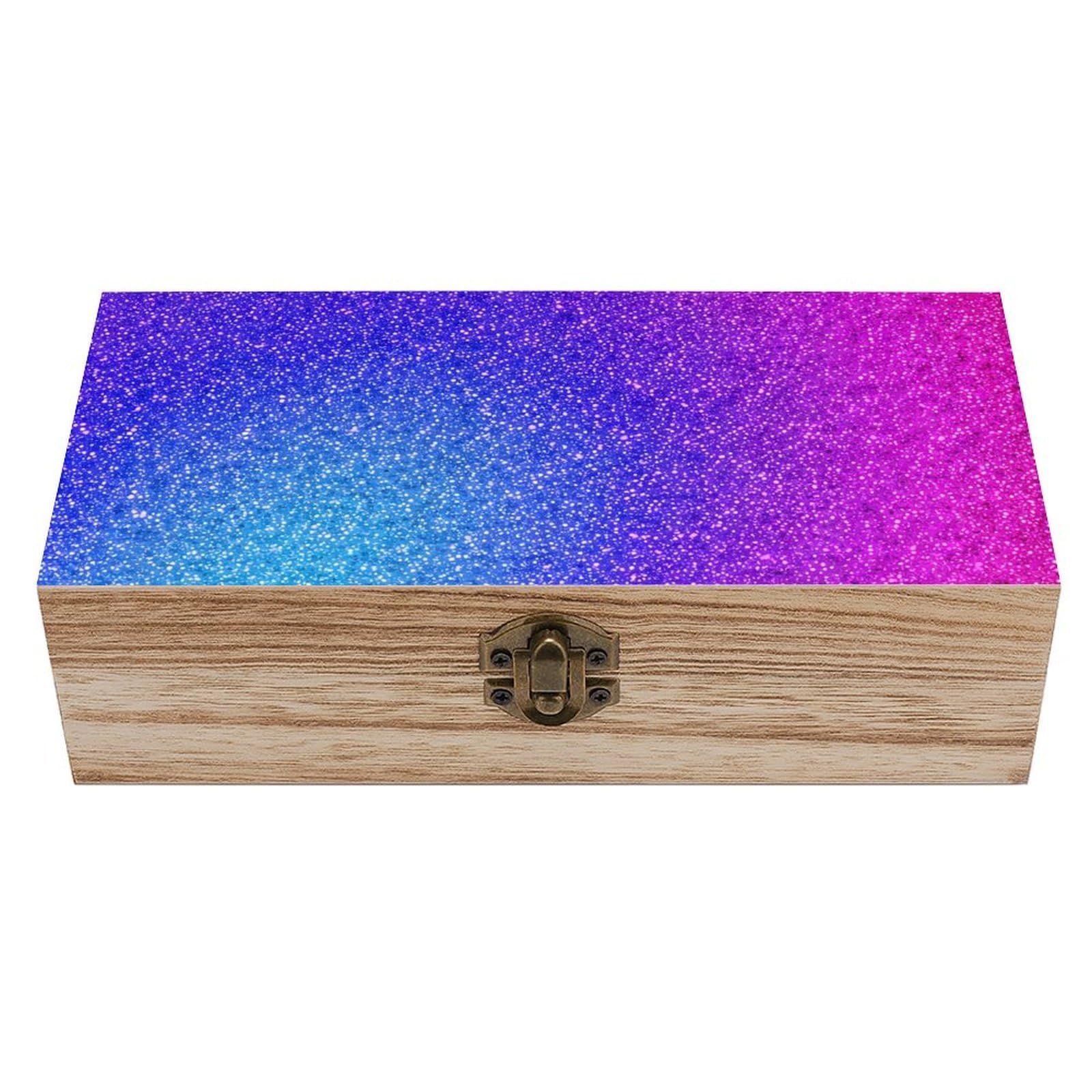 HLBSDM Colorful Glitter Wooden Storage Box