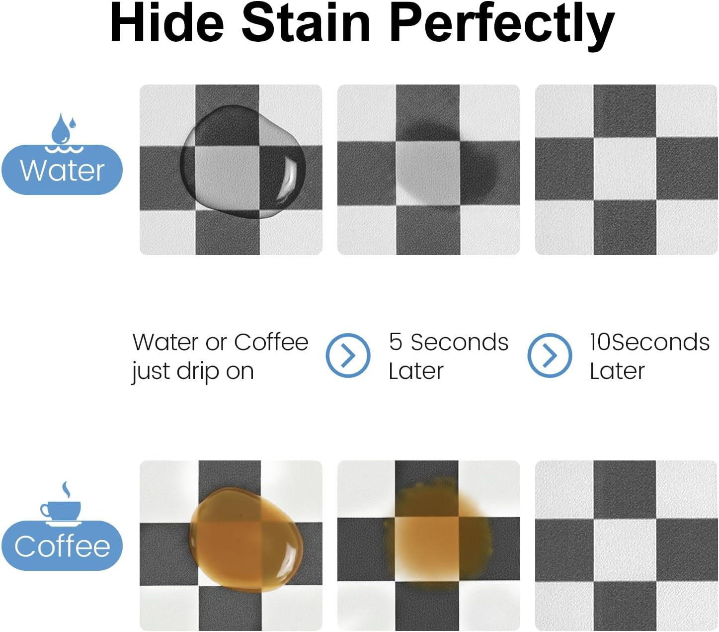 Clinuse Coffee Mats, 24x16 Checkered Dish Drying Mat for Kitchen Counter, Quick Dry Mat, Diatomite Absorbent Aesthetic Large Drying Mats for Coffee Bar - Black White