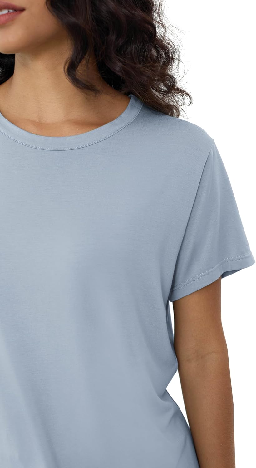 Joyaria Women's Bamboo Viscose Pajamas Short Sleeve Round Neck Top & Jogger Pajama Pants with Pocket S-XXL - Image 7