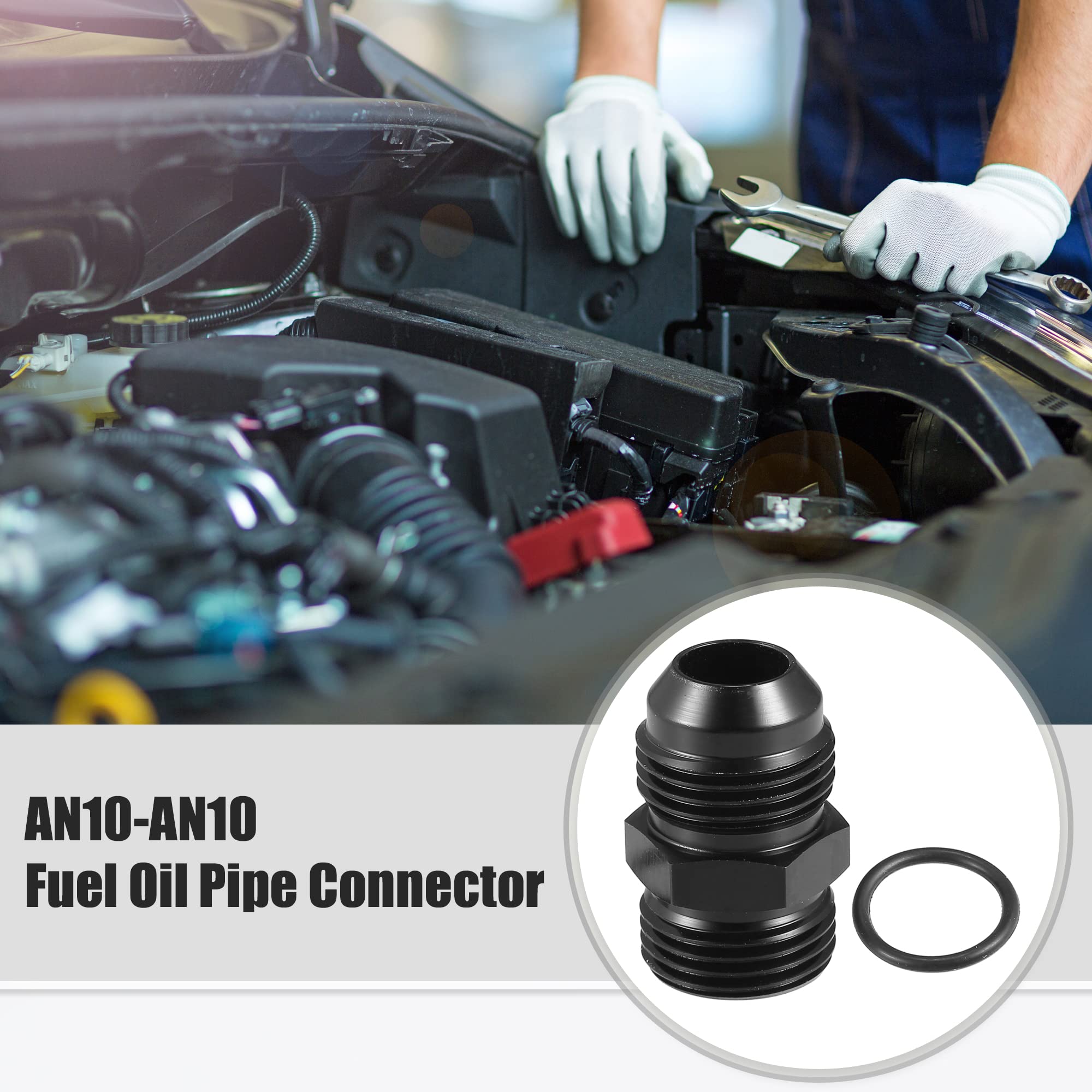 A ABSOPRO AN10 a AN10 Combustible Raíl Adaptador Conector Racor Negro - 8 Uds