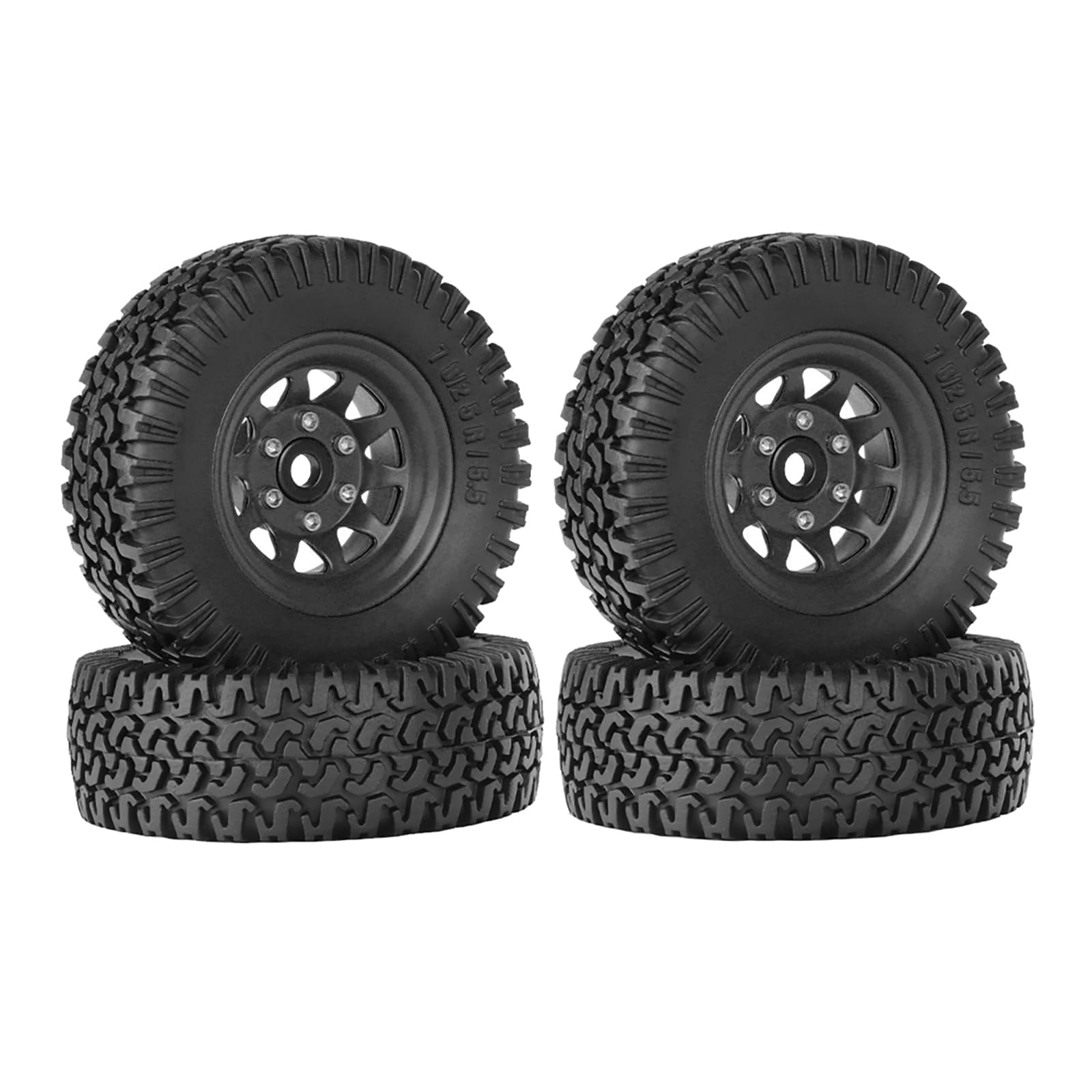 KINGCOO 4PCS 1.55 inch Aluminum Alloy Metal 10Spoke Beadlock Wheel Rim Tyre and Rubber Tires Set for 1/10 RC Rock Crawler Car for Tamiya Axial AX90069 UTB18 D90 TF2 CC01 LC70 (Black, B-76MM) โ image 1