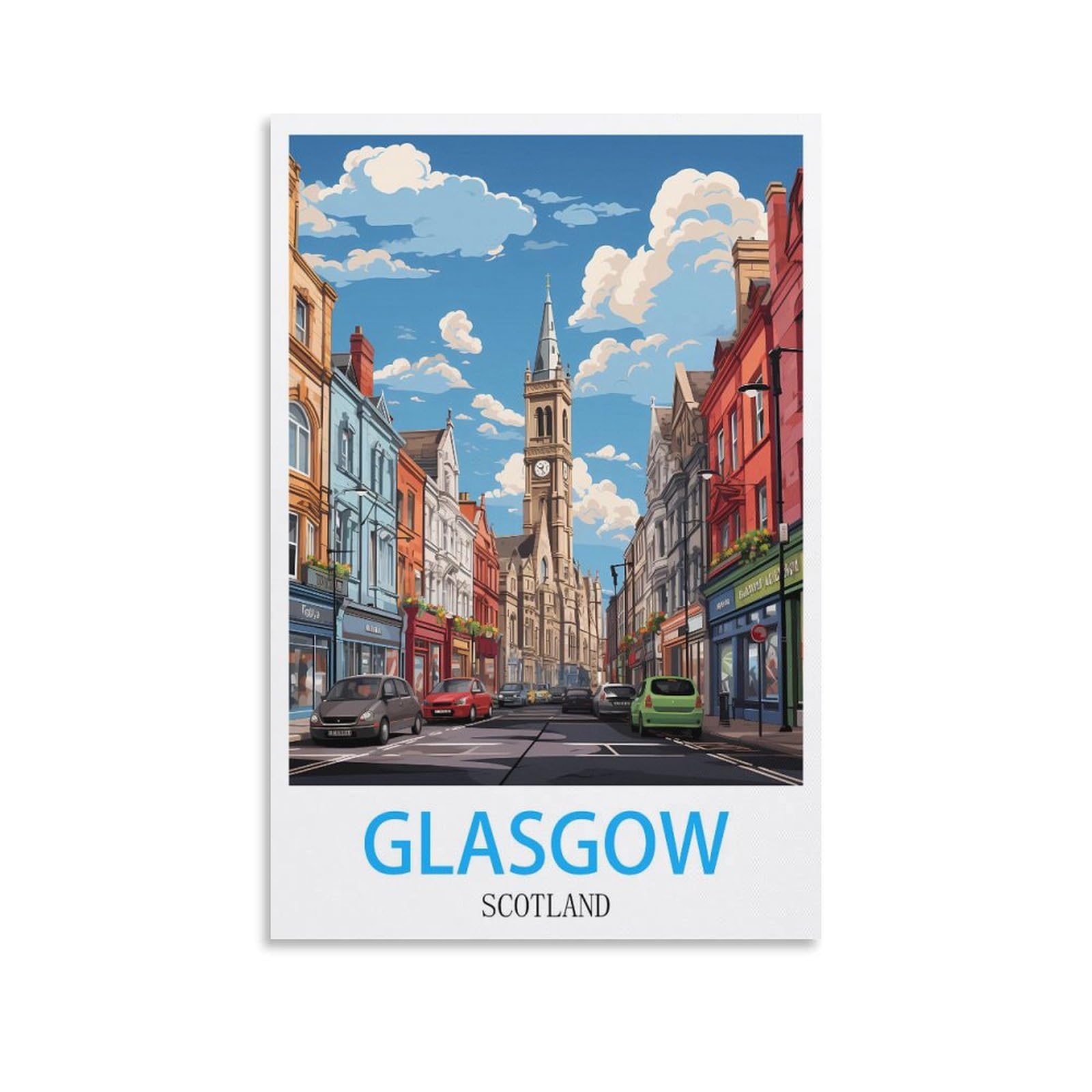 Hwjjuii Unframe-Style Glasgow Scotland Vintage Travel Posters 08X12inch(20X30cm) Canvas Wall Posters And Art Picture Print Modern Family Bedroom Decor Posters