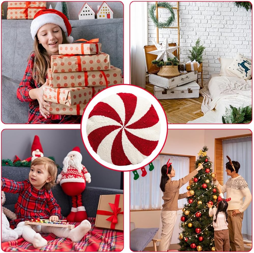 GKWW 3 Pcs Christmas Candy Cane Plush Pillow Red White Peppermint Throw Pillows Xmas Red Spiral Lollipop Pillow Cute Christmas Decorations for Sofa Windowsills Sofa Bedroom (Candy)