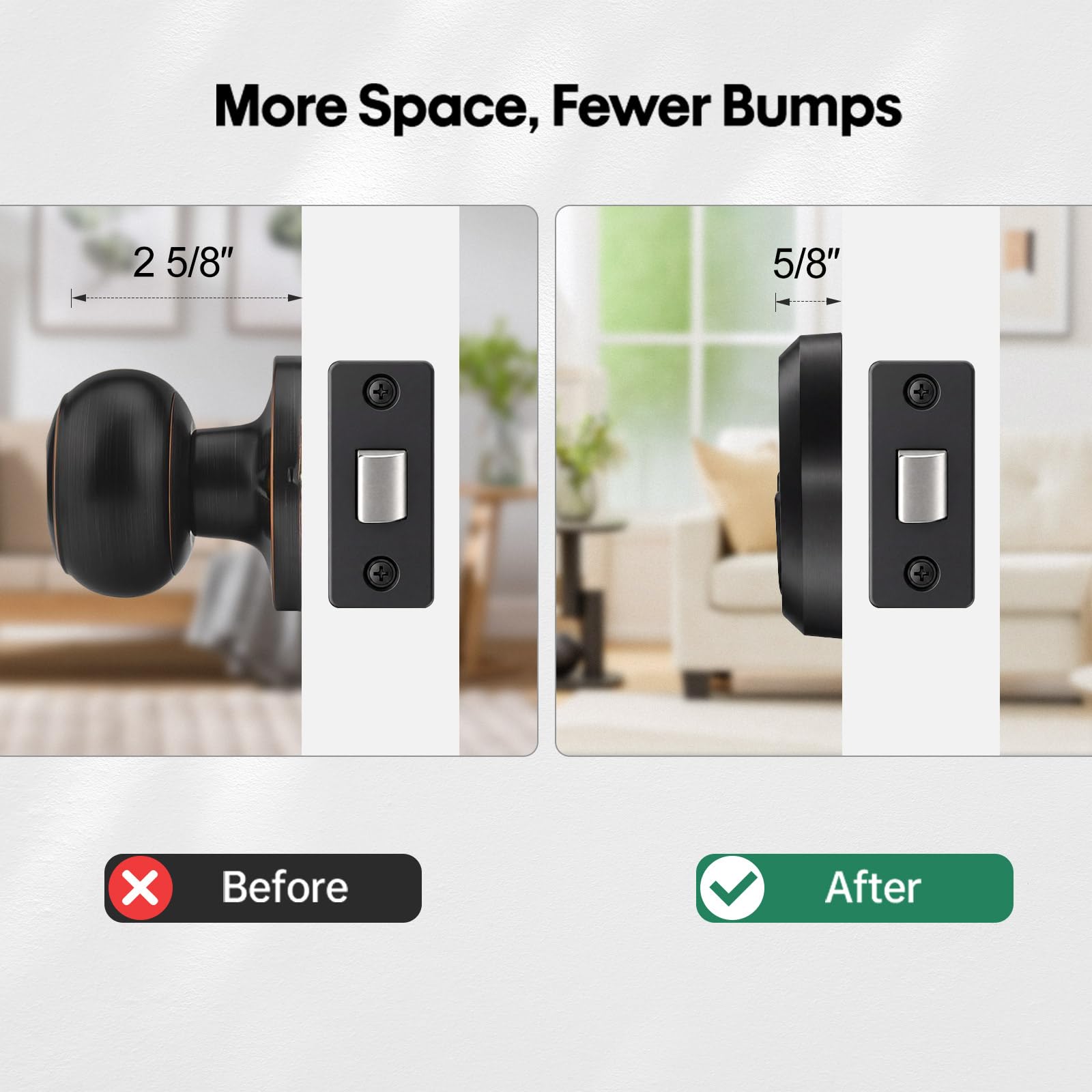 Low Profile Door Knob - Easy Install & Space Saving -3 Low Profile Door Knob - Easy Install & Space Saving -3