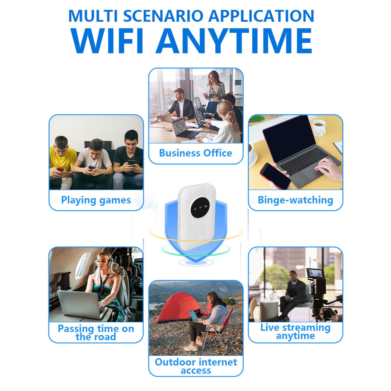 Router Hotspot Mobile 4G Sbloccato con Slot per Schede SIM, Modem USB da 300 Mbps 4G LTE, Collega Fino a 10 Dispositivi, WiFi Portatile per Viaggi, Affari, Casa