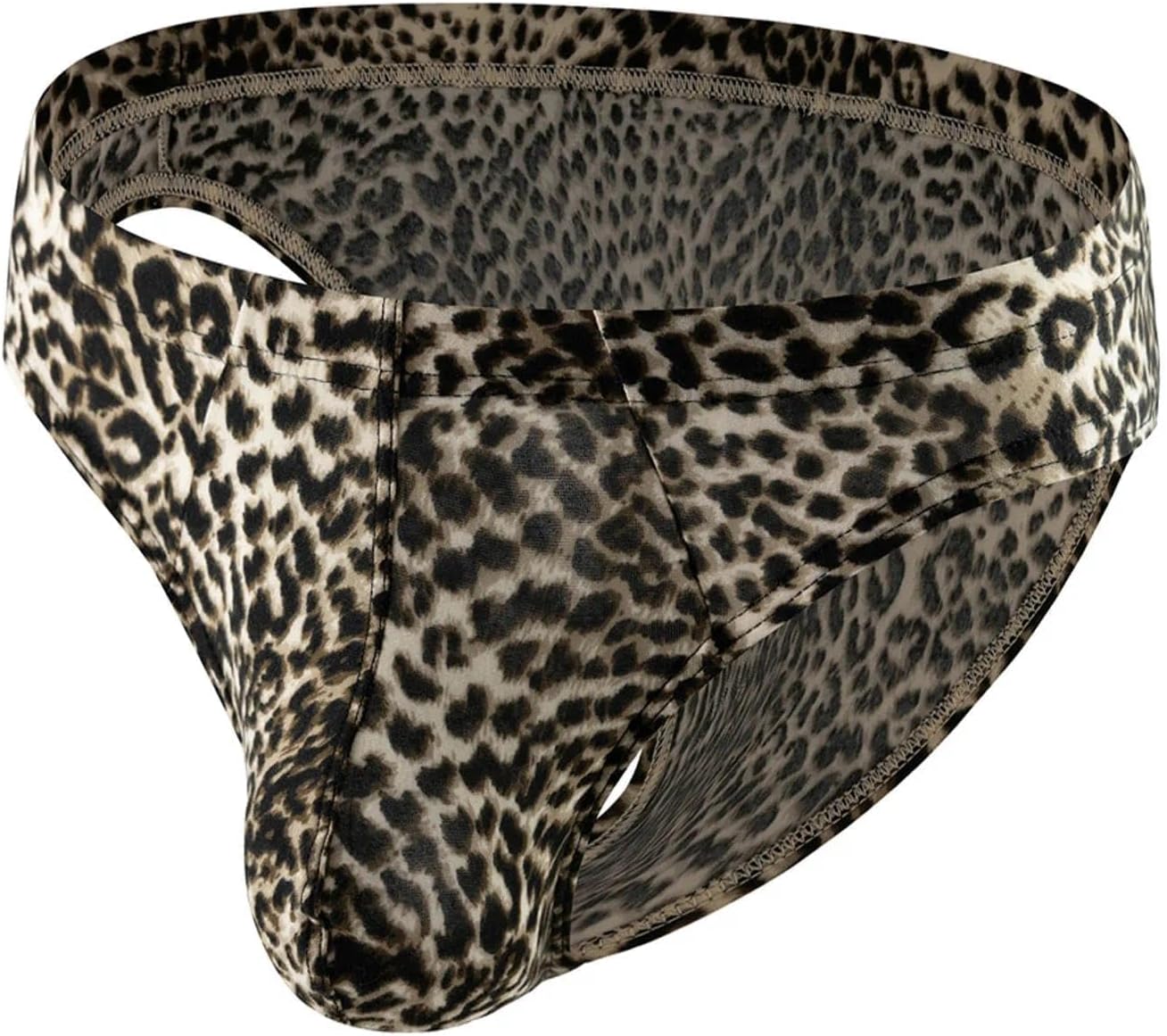 Mens Bikini Underwear Stylish Leopard Print Briefs Low Rise Animal Pattern Trunks with Contoured Pouch