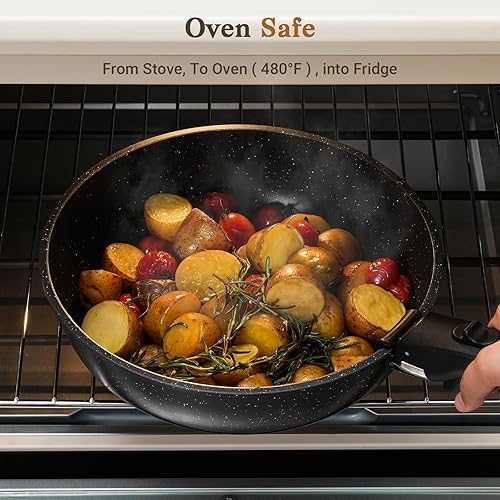 Miniatura 8 de Juego de 15 ollas y sartenes con mango desmontable, utensilios de cocina antiadherentes para inducción de cocción diaria, juego de cocina RV apto