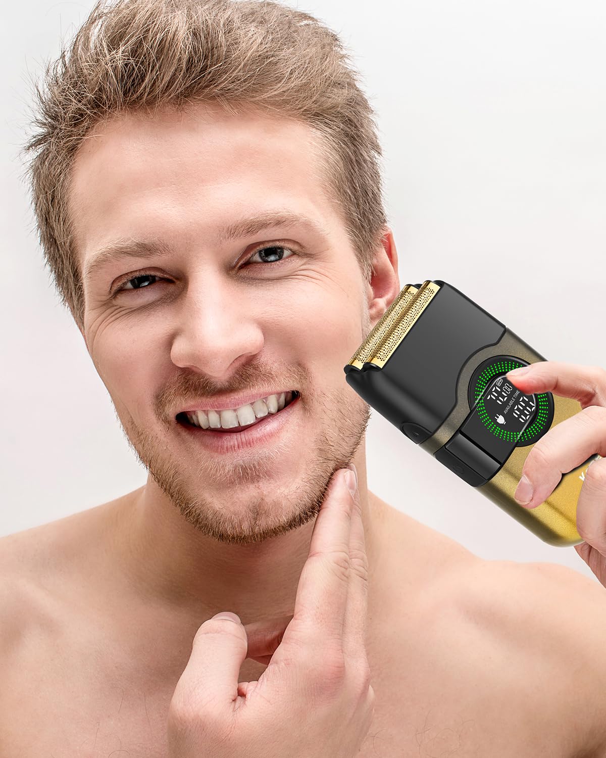 KEMEI Rasoirs électriques pour homme, rasoir à double feuille avec lames flottantes, rasoir à barbe sans fil, sans fil, rechargeable par USB de type C, jusqu'à 100 minutes d'utilisation, verrouillage