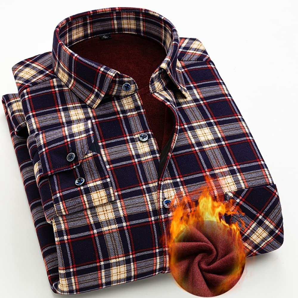 IIK Chemise Chaude pour Hommes,Chemise Chaude Et Épaisse pour Homme À Manches Longues pour Le Travail Décontracté Coupe Régulière Chemise Chaude Classique Douce Et Confortable Cadeau pour Pap