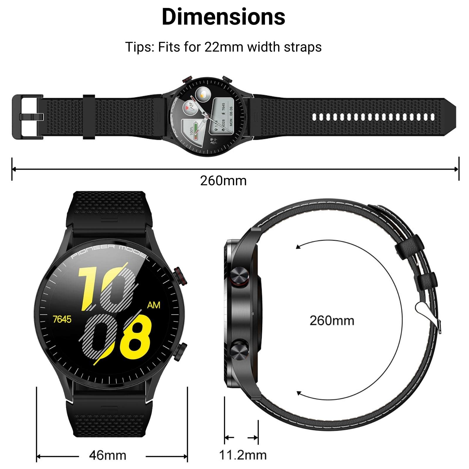 Inteligentny zegarek Answer Make Call, 3.8 cm AMOLED Smartwatch do telefonów z systemem Android i iOS z połączeniami/wybieraniem Bluetooth, śledzeniem aktywności fitness, monitorowaniem snu