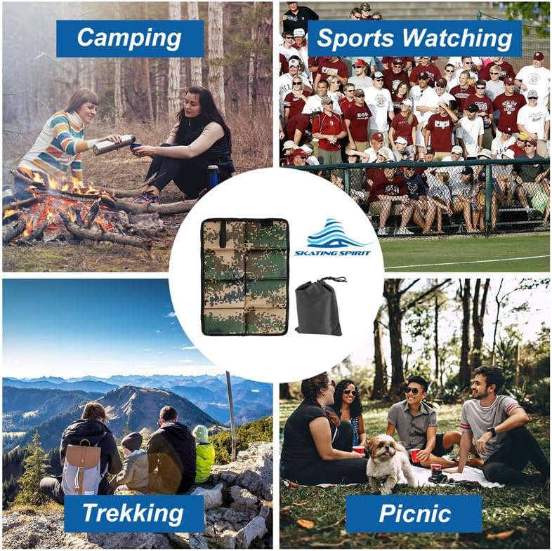 Miniatura 2 de Cojín plegable para asiento de patinaje con espíritu, acolchado de espuma plegable, cubierta de tela, ultraligero delgado, portátil, para el lavado