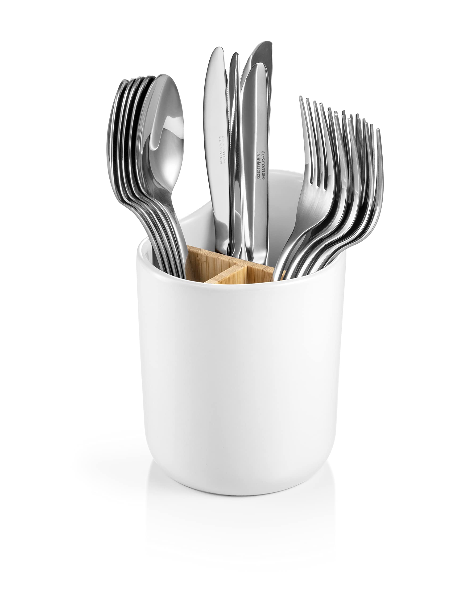 Tescoma 900887 Portautensili da cucina ceramica, 3 scomparti rimovibili