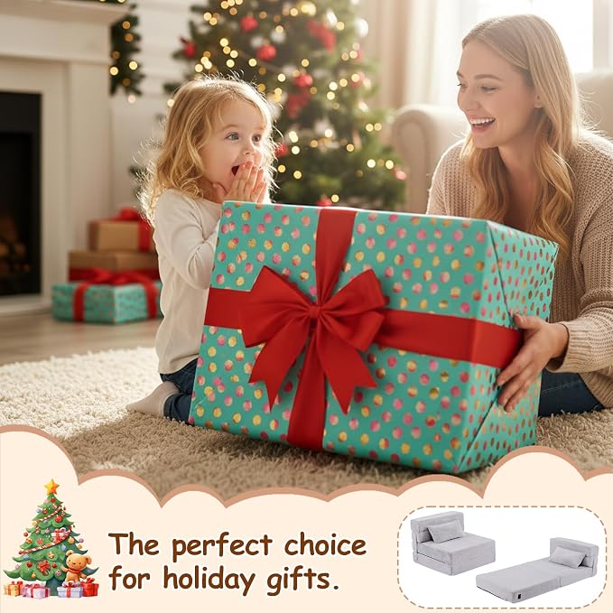 Colchoneta plegable para niños con almohada gris miniatura 8