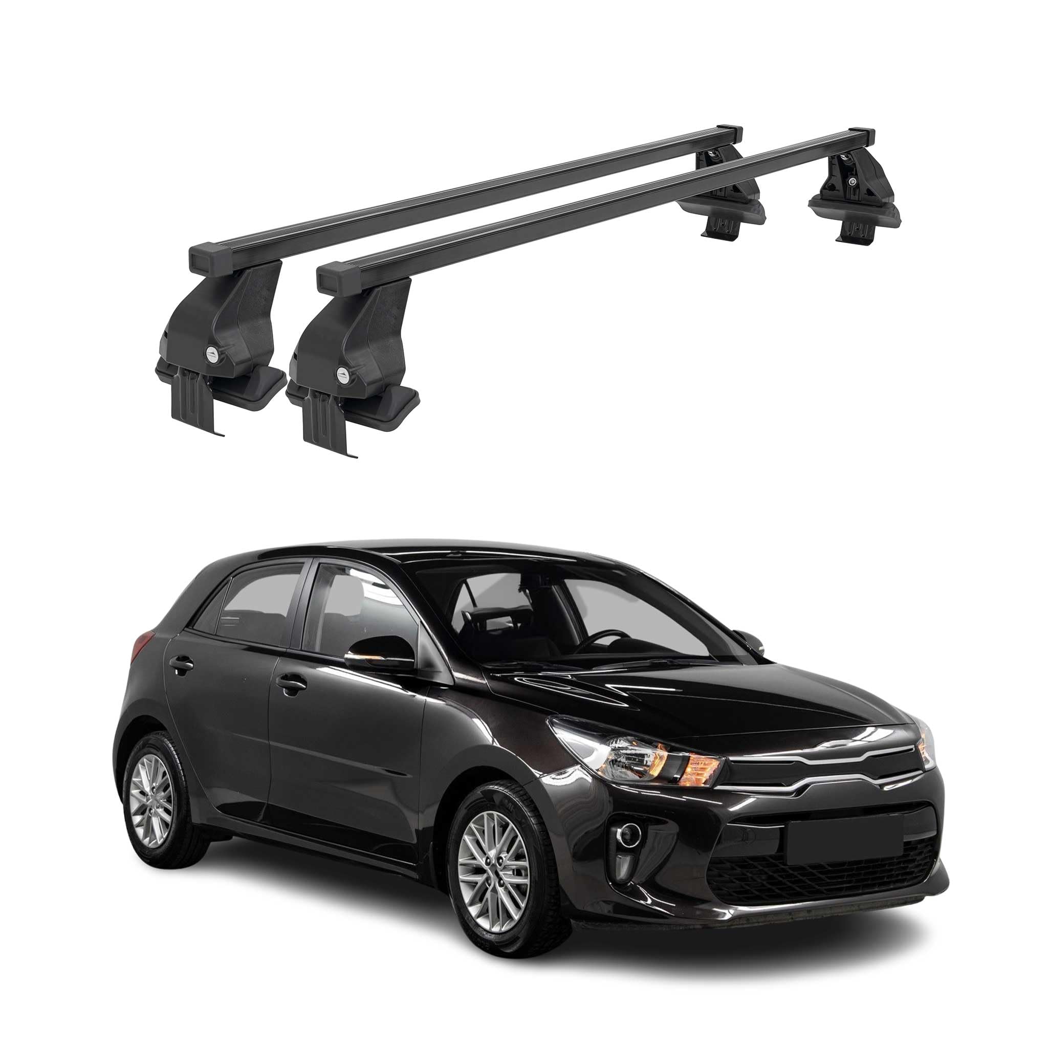 OMAC Barre Portatutto Trasversali Acciaio per Kia Rio IV Hatchback 2017-2026 – Bloccabile – Testato City Crash – DIN 75302