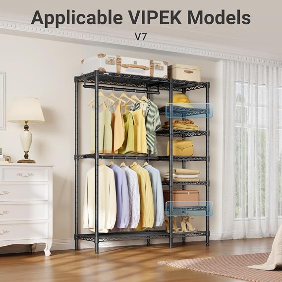VIPEK 2Pack Wire Shelf for Clothes Rack, 13.8 x 15.7, Suitable for V7 Clothes Rack Quick Installation, Black