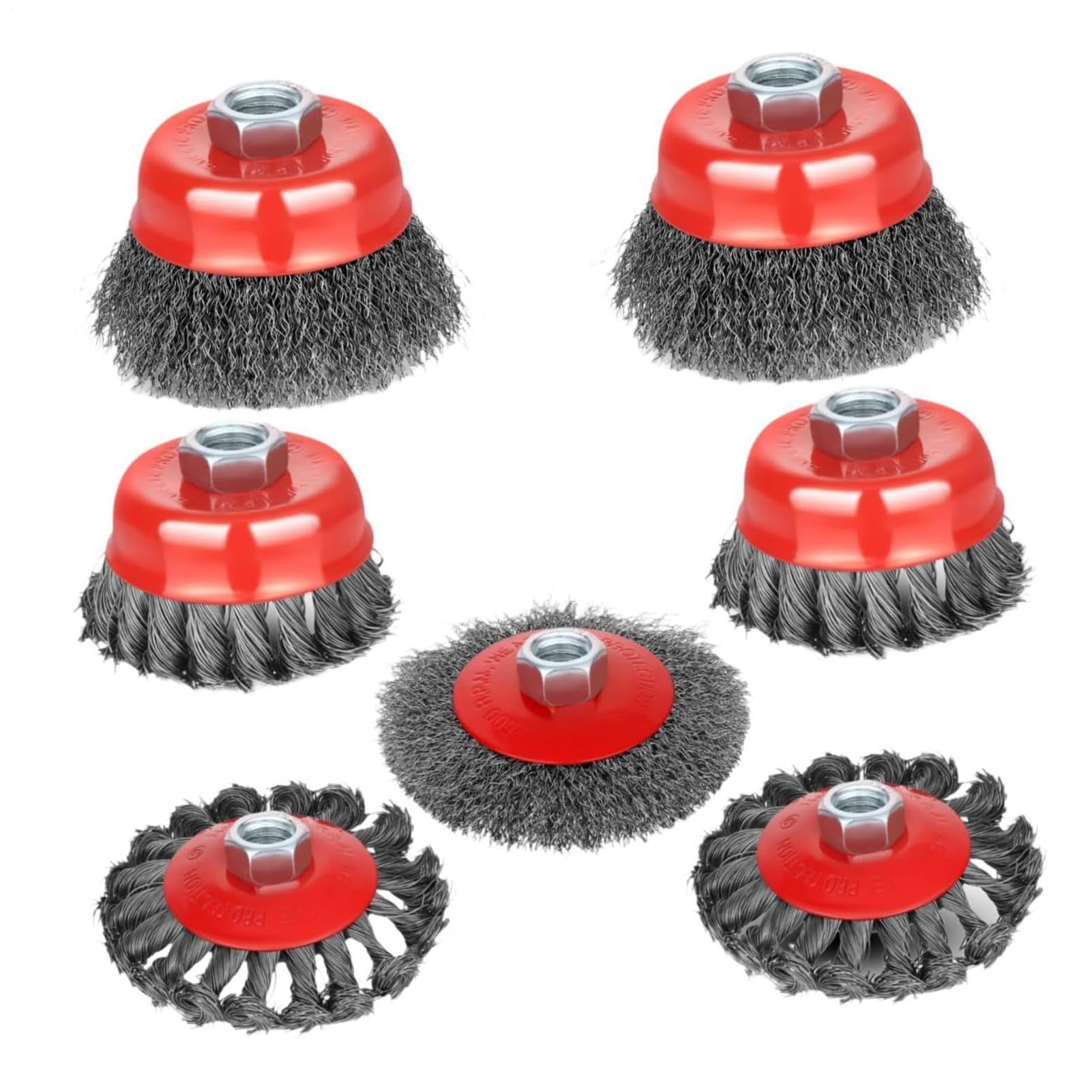 Spazzola Per Smerigliatrice Angolare Set Robusto 7 Pezzi Con Ruote A Filo | Accessorio Per Pulizia Ruggine Vernice Legno Metallo Acciaio Rame Tubo Piastrelle Lucidatura Saldatura